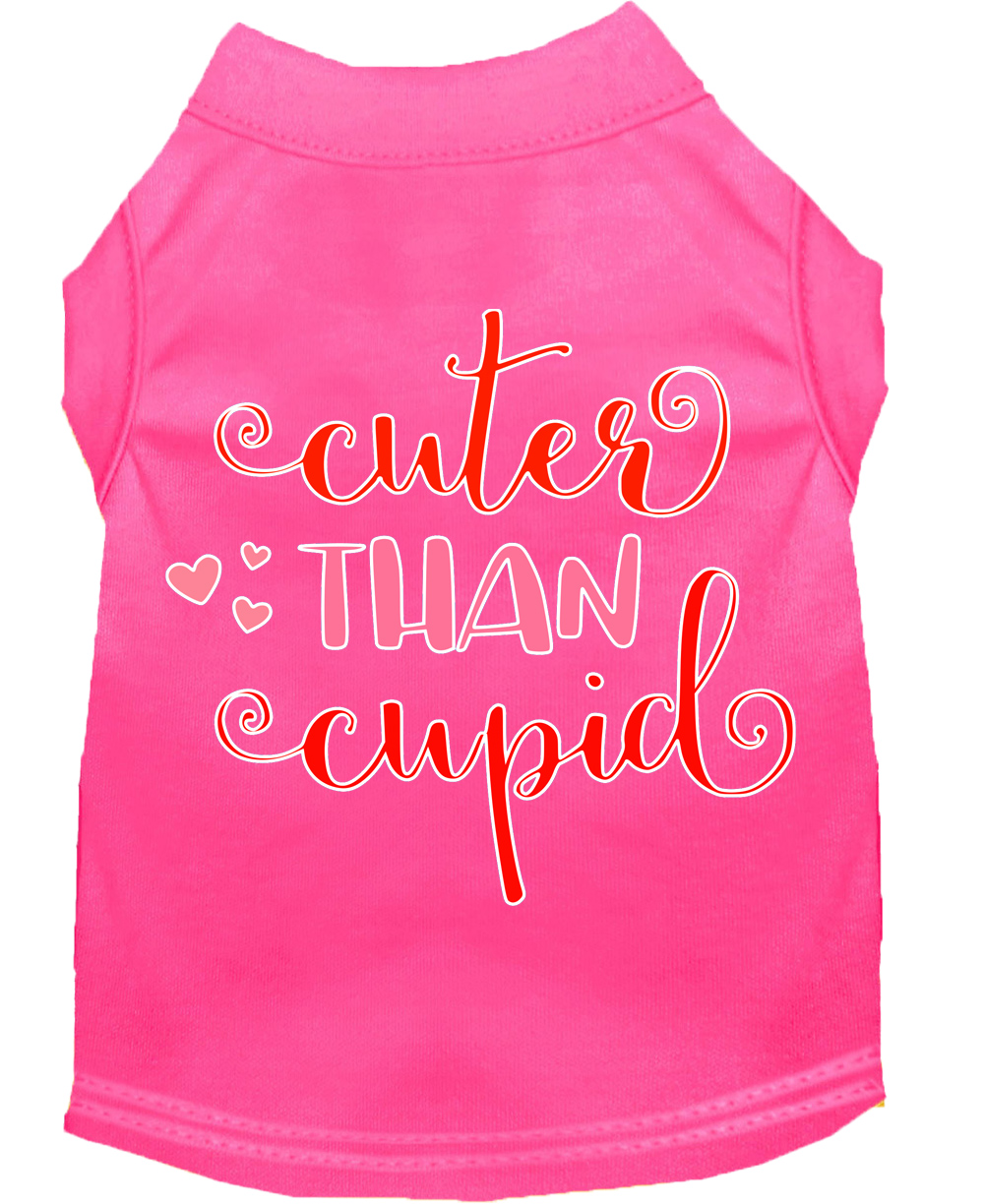 Cuter Than Cupid Screen Print Dog Shirt Bright Pink Med